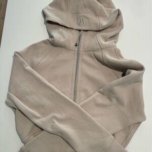 Beige cropped Scuba Zip Up